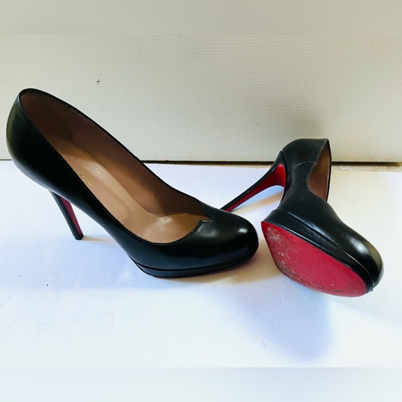 Stunning stiletto shoes shiny Black Real Leather heels pump with Platform Eur 40 - Picture 9 of 16